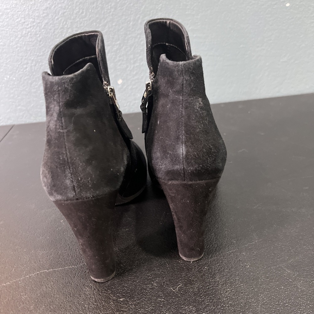 Sam Edelman Shelby Womens Black Suede Ankle Booties Sz 6 Chunky Heel Notch Boot‎ - Picture 4 of 8